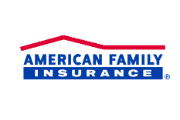 Image of American Family Insurance logo in blue and icon in red